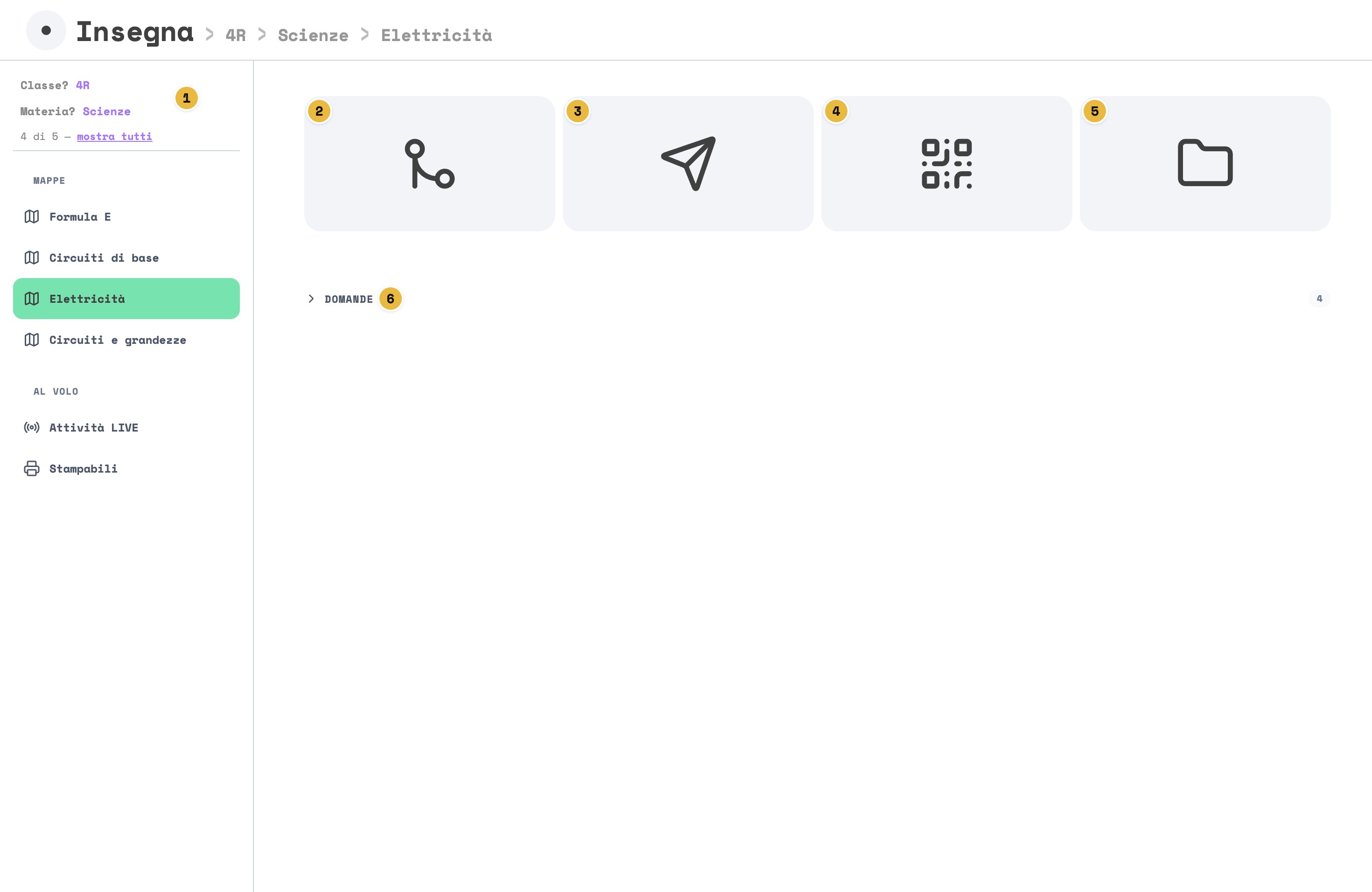 La pagina INSEGNA con i comandi della mappa