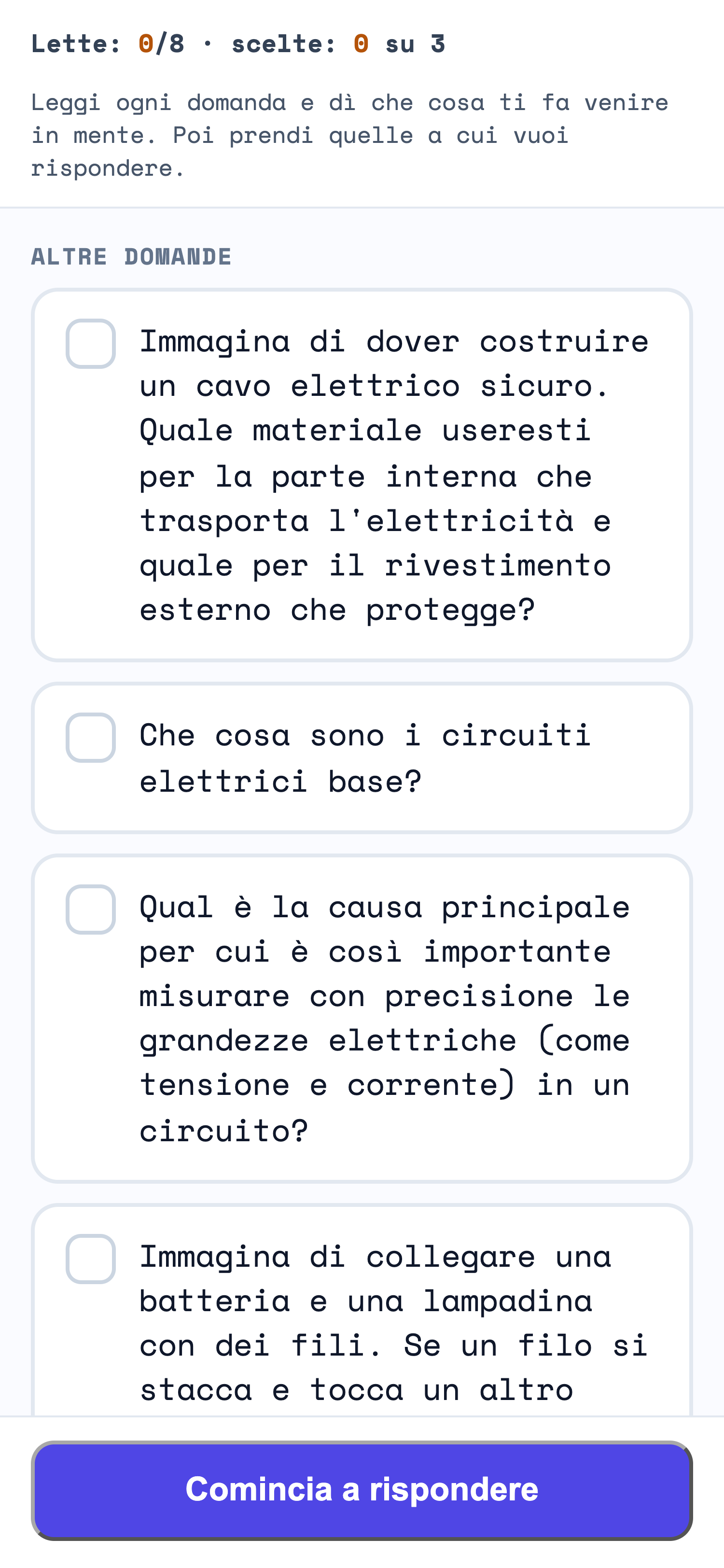 Il telefono dopo l'ingresso, in attesa che il docente avvii le domande